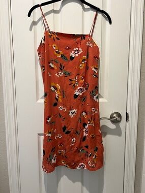 Trixxi Rust Floral Slip Mini Dress with Spaghetti Straps